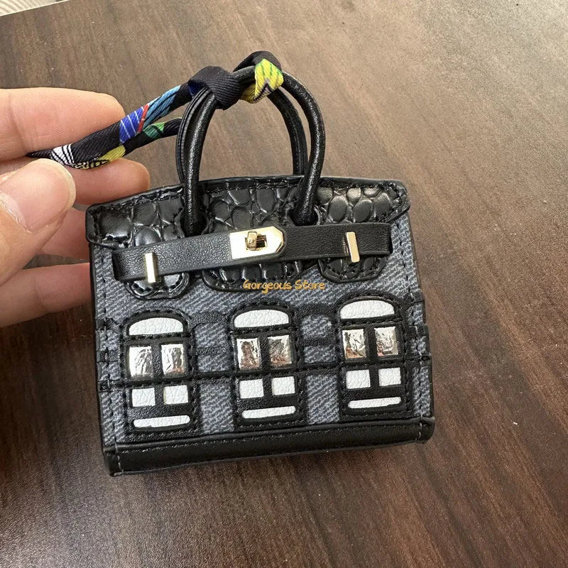Birkin Inspired Mini Hand Bag - Platinum Bag Charm