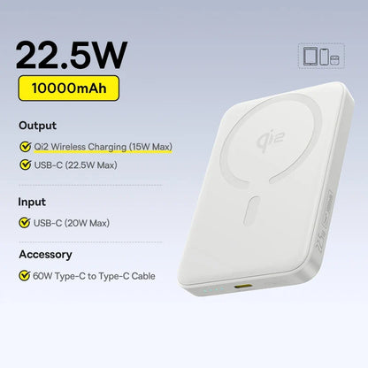 Qi2 Magnetic Power Bank 10000mAh – 15W Wireless & 22.5W USB-C Charging for iPhone & Samsung 2026