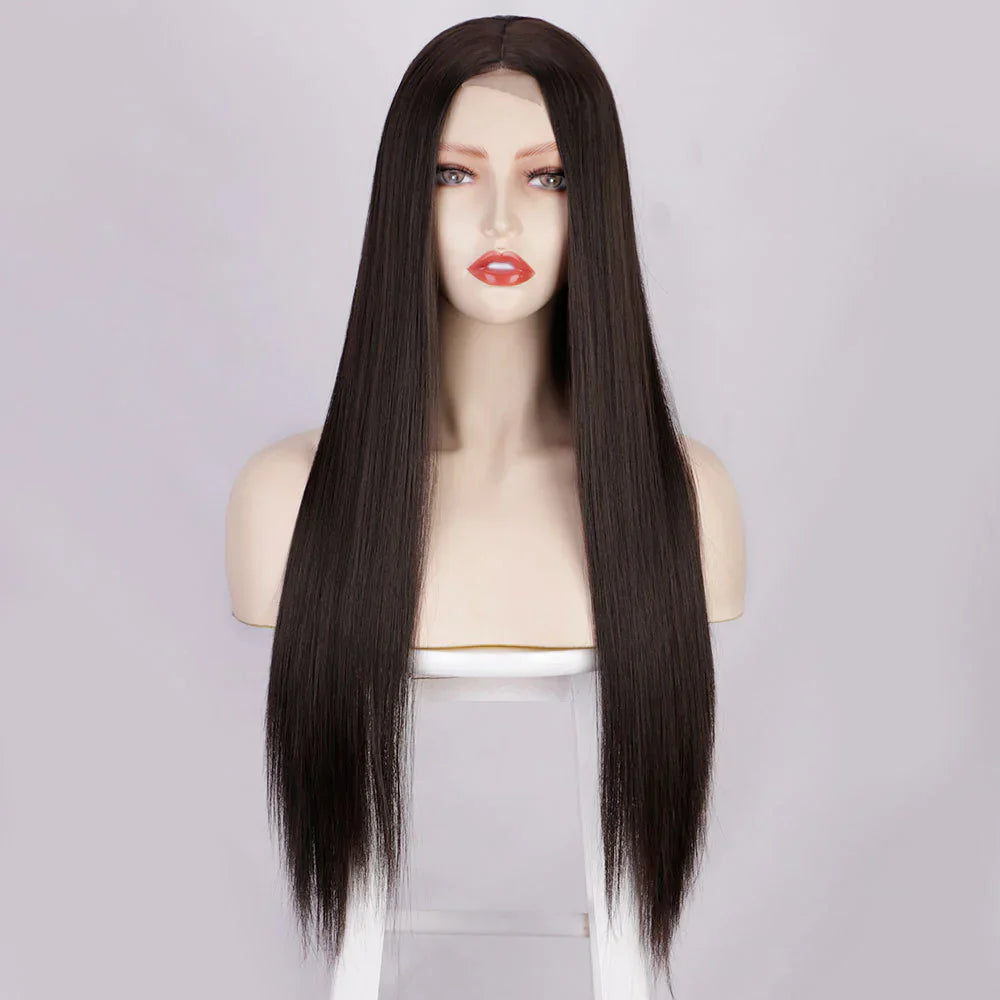 Women's Long Straight Hair Front Lace Chemical Fiber Wig Headgear