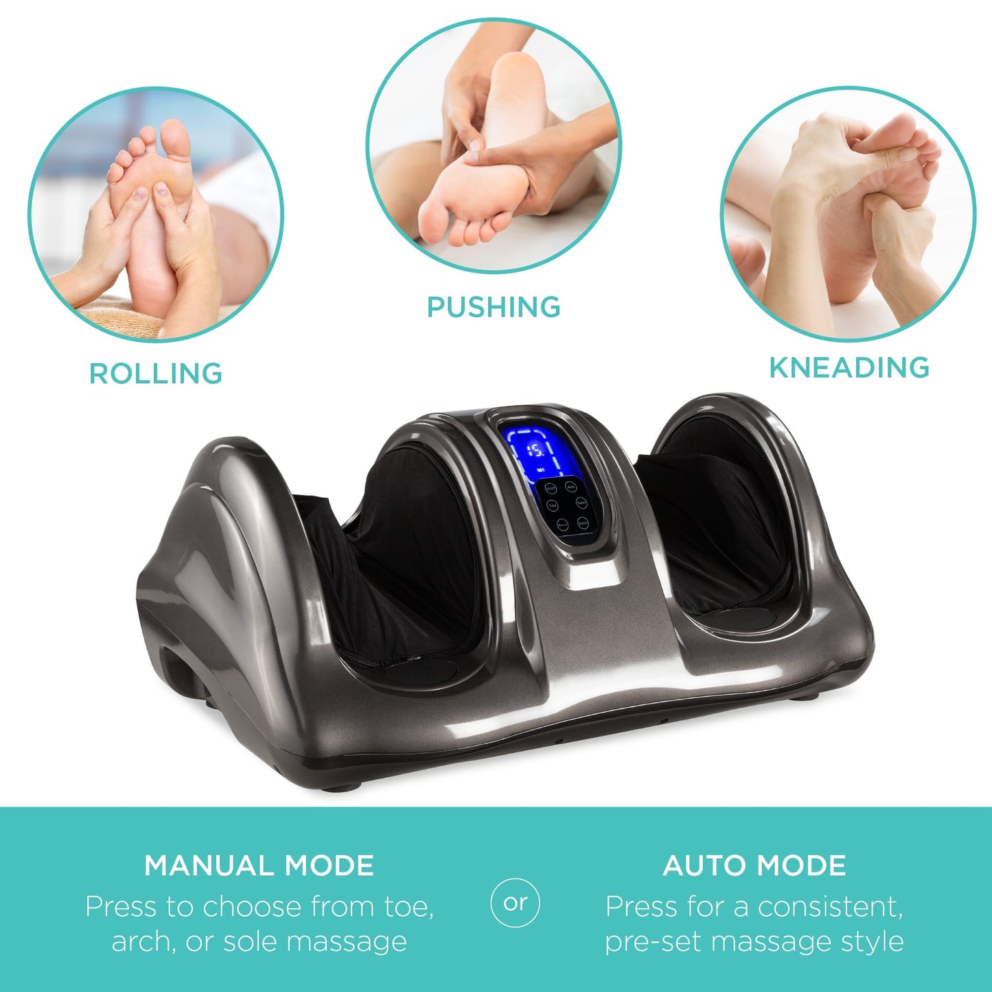 Therapeutic Foot Massager with High Intensity Rollers, Remote, 3 Modes