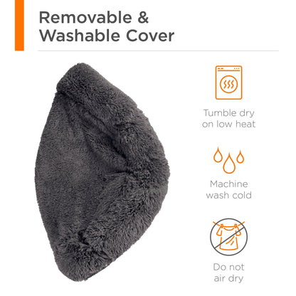 Self-Warming Shag Fur Calming Pet Bed with Water-Resistant Lining - Gray