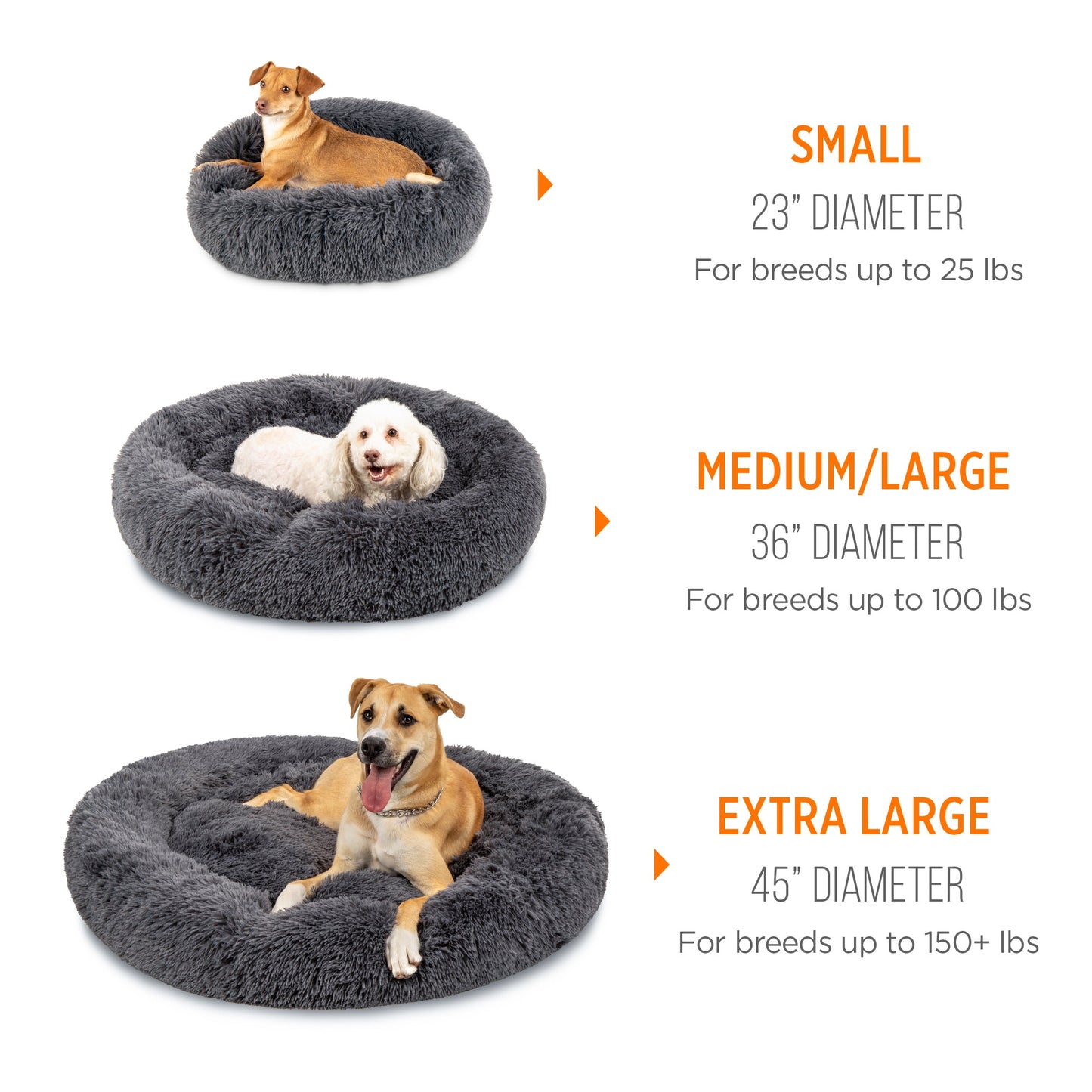 Self-Warming Shag Fur Calming Pet Bed with Water-Resistant Lining - Gray