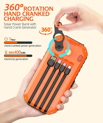 40000mAh Solar Power Bank + Hand Crank