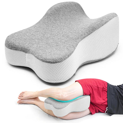 Memory Foam Knee Pillow with Half Moon Contour and Washable Cover