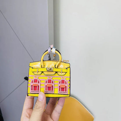 Birkin Inspired Mini Hand Bag - Platinum Bag Charm