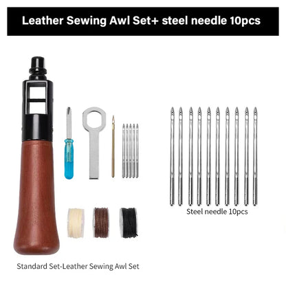 Leather Sewing Kit – Premium Hand Stitching Awl Tools Set for DIY Leather Craft and Canvas Repair, Fall 2026 Gift