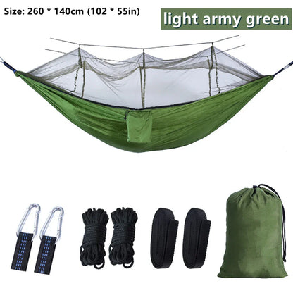 Portable Outdoor Camping Leisure Double Mosquito Net Hammocks  Garden Travel Tourist Nature Hike Sleeping Hanging Hammock Swing