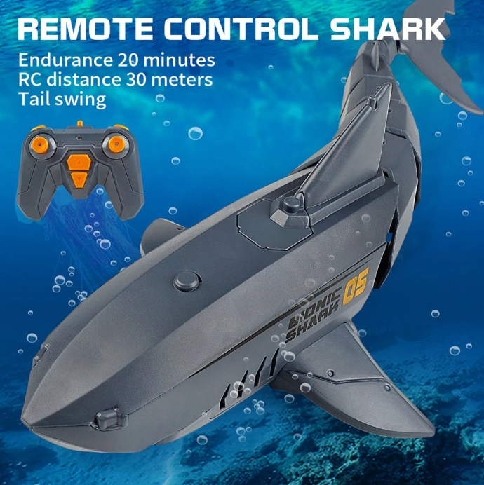 Remote Control Shark Submarine Toy RC Shark Electric Rechargeable Water Toy