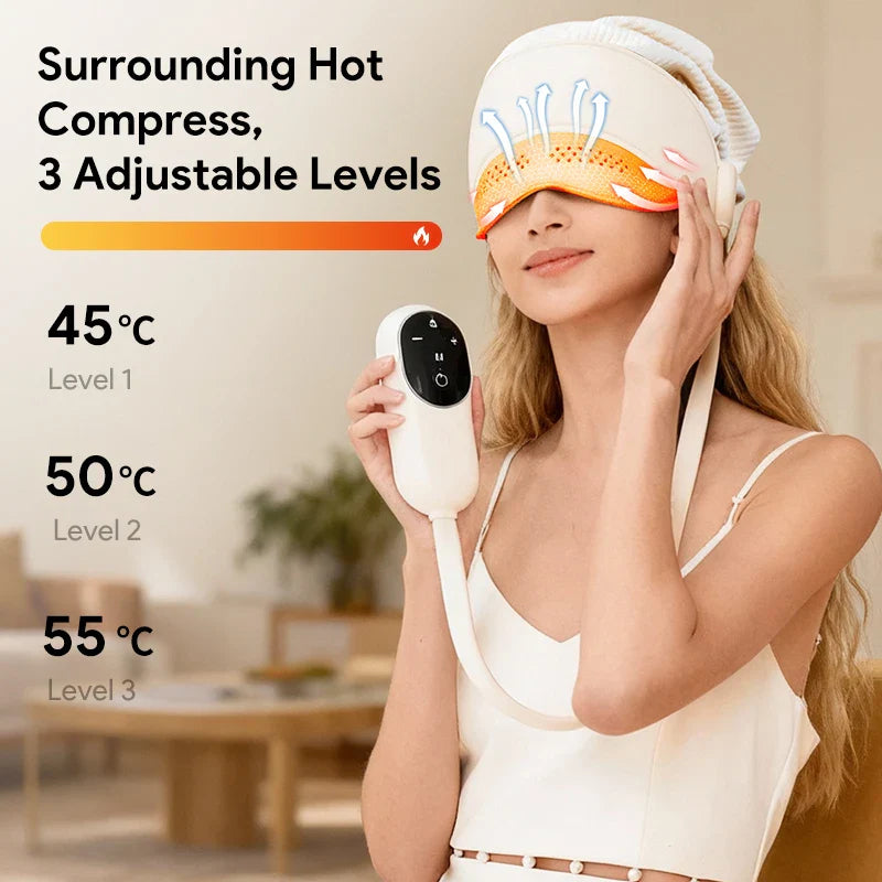 Graphene Heated Head Massager Air Pressure & Eye Compress – Stress Relief Sleep Aid 2026