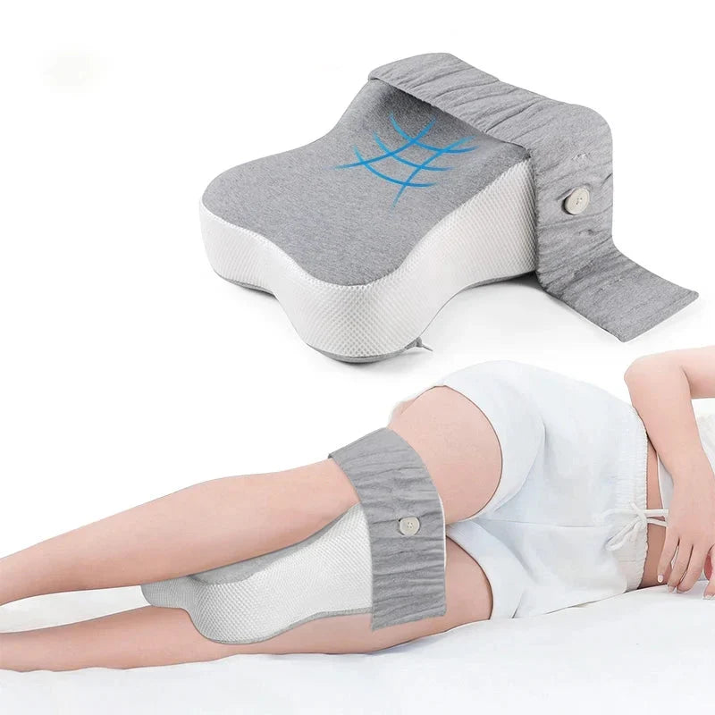 Memory Foam Knee Pillow with Half Moon Contour and Washable Cover