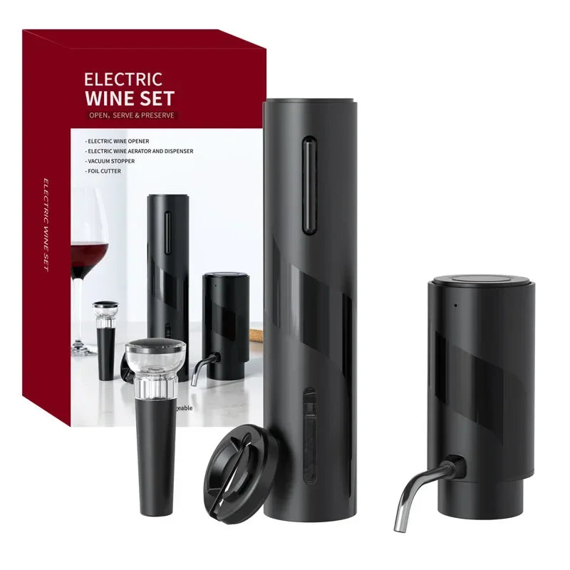 Electric Wine Bottle Opener Aerator Automatic Red Wine Corkscrew Rechargeable Opener Wine Lover Kitchen Gadgets