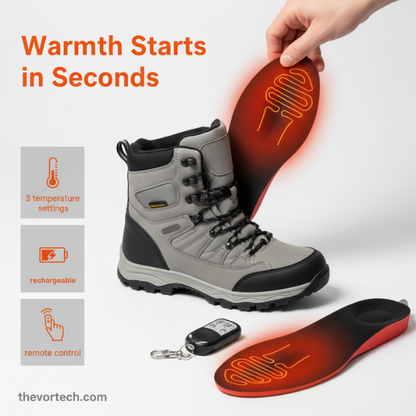 Rechargeable Heated Insoles | 3 Temperature Settings, Fast Heating & Ideal for Cold Weather Activities