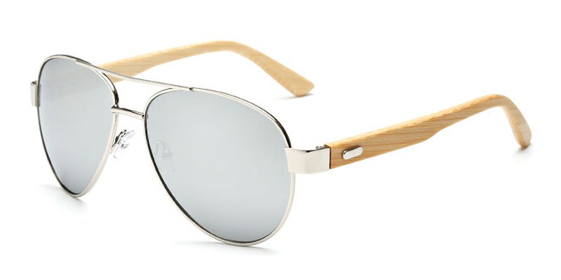 Bamboo Sunglasses Pilot Wooden Metal Brand Designer Mirror