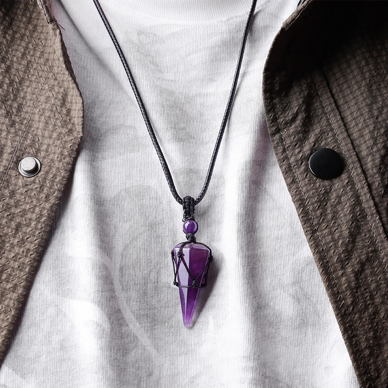 Natural Stone Pointed Pendant Necklace