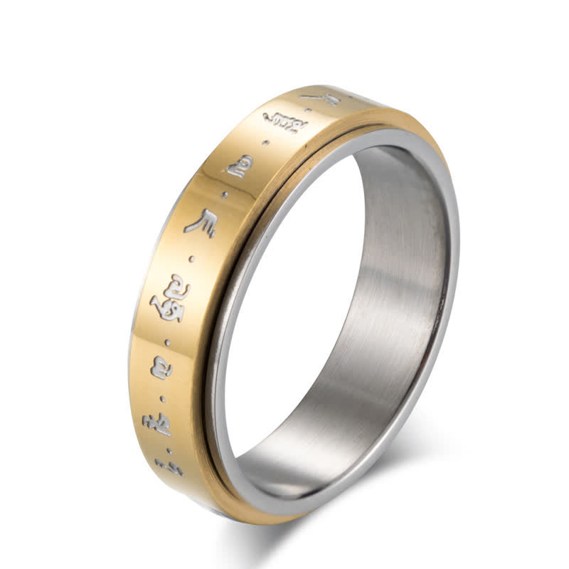 Titanium Steel Balance Rotatable Mantra Ring