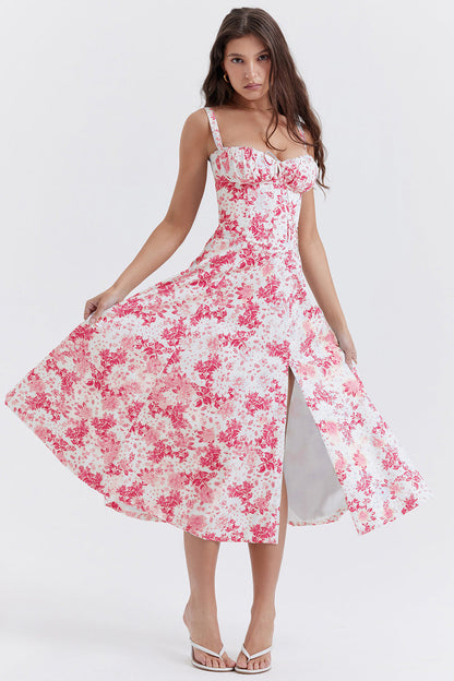 New Women's Floral Print Dress With Straps