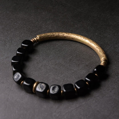 Black Obsidian Crystal Copper Power Couple Bracelet