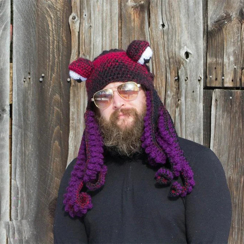 Warm Winter Knitted Octopus Hat