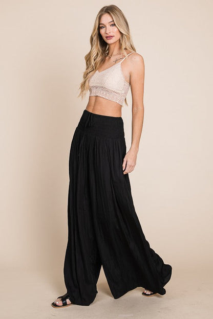 Ruched waist wide resort pants