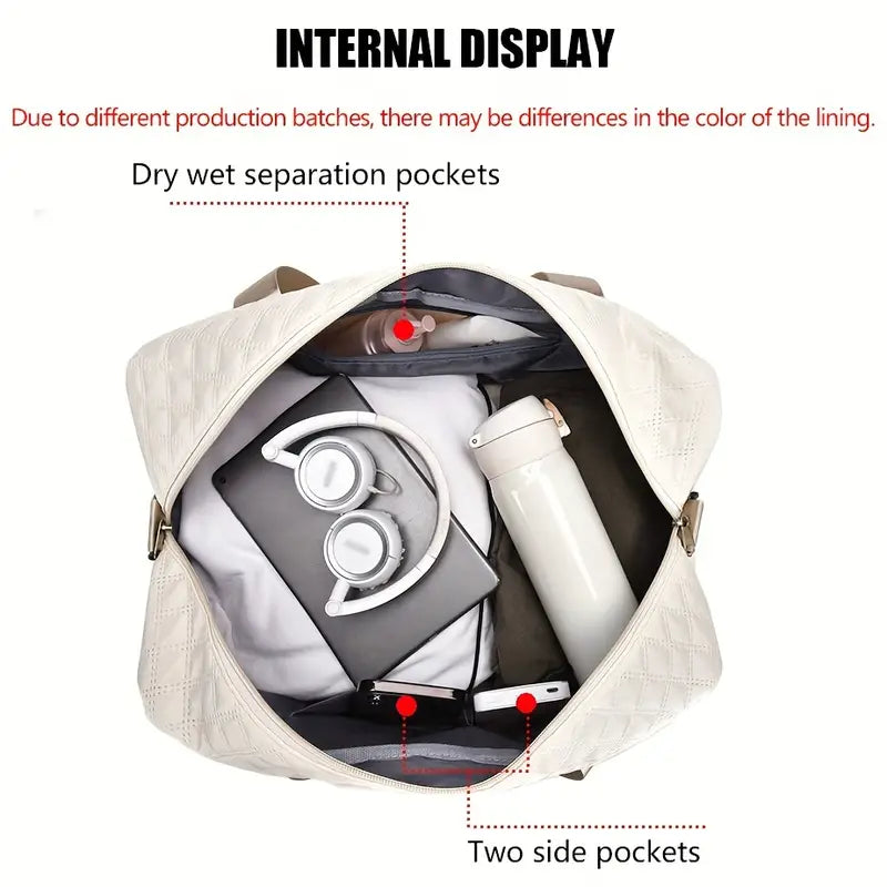 Lightweight Argyle Pattern Luggage Bag, Large Capacity Travel Duffle Bag, Portable Overnight Bag