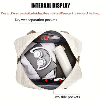 Lightweight Argyle Pattern Luggage Bag, Large Capacity Travel Duffle Bag, Portable Overnight Bag