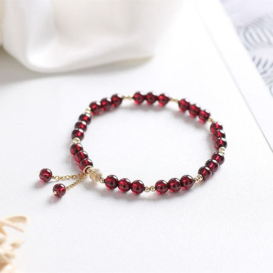 14K Gold Natural Garnet Calm Bracelet