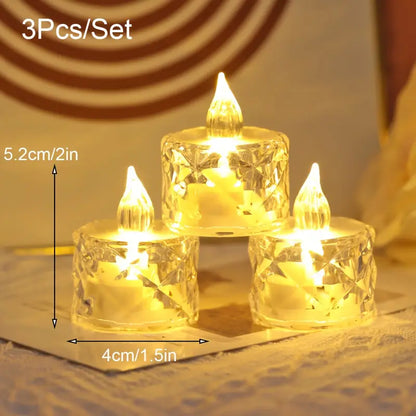 3pcs/SET Crystal Flameless Candle Light