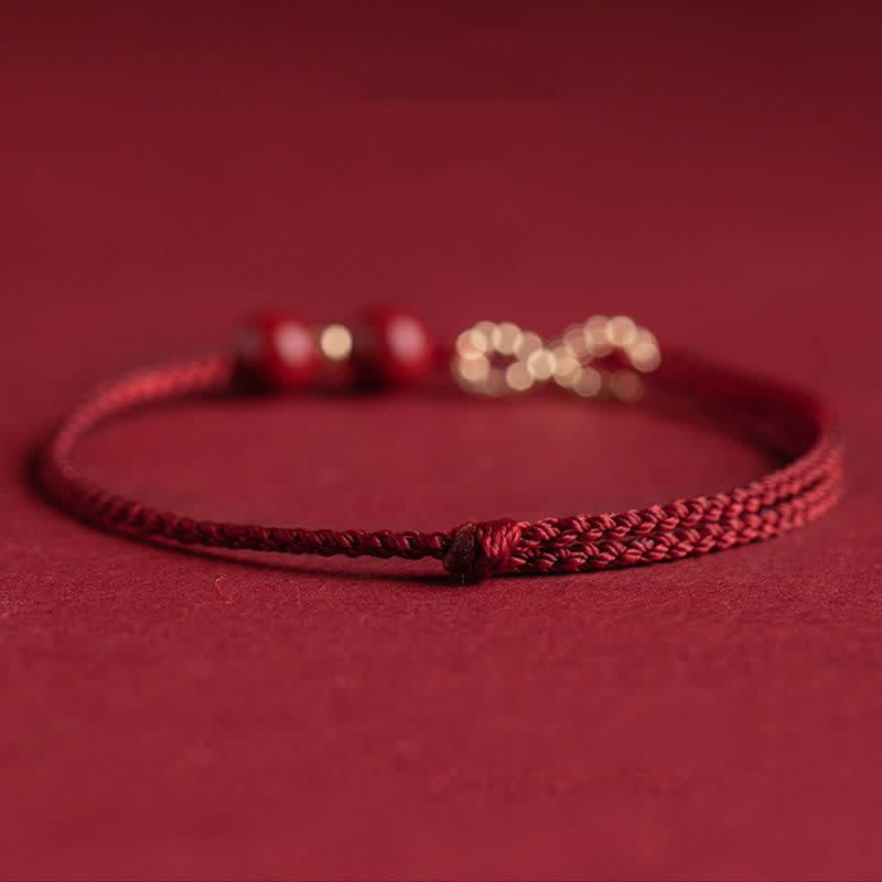 Red String 14K Gold Infinity Symbol Cinnabar Bracelet Anklet