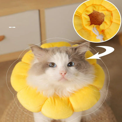 Adjustable Sunflower Recovery Collar - Anti-scratch Neck Protector For Pets