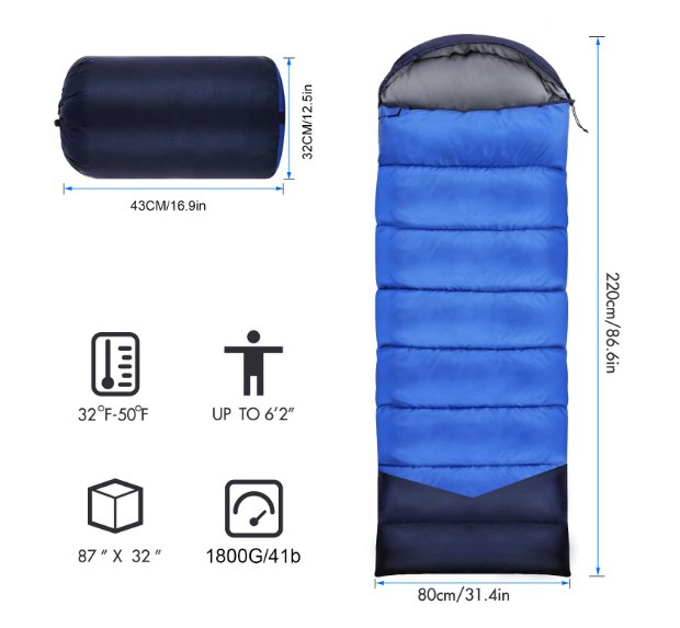 Adventure Buddy Mummy Sleeping Bag - Camping Ultralight Single Envelope Windproof Warm Adult Sleeping Bag