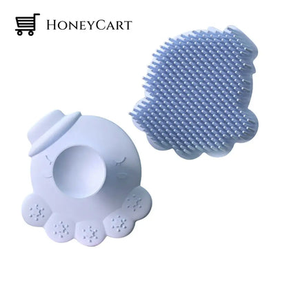 Aimisin Silicone Scrubber Suction Cupped Soft Hair Scalp Massager Shampoo Brush Blue-1Pcs