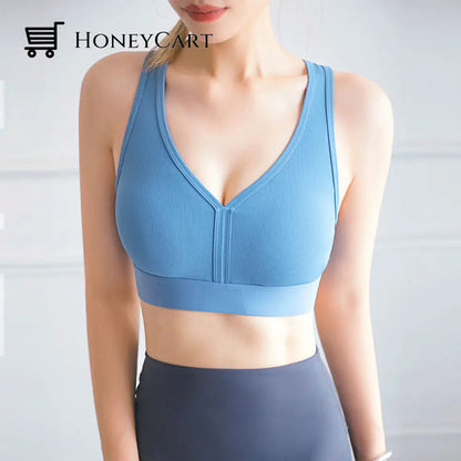 All-Day Ripple Long Ribbed Sports Bra Ocean Blue / S Clothing