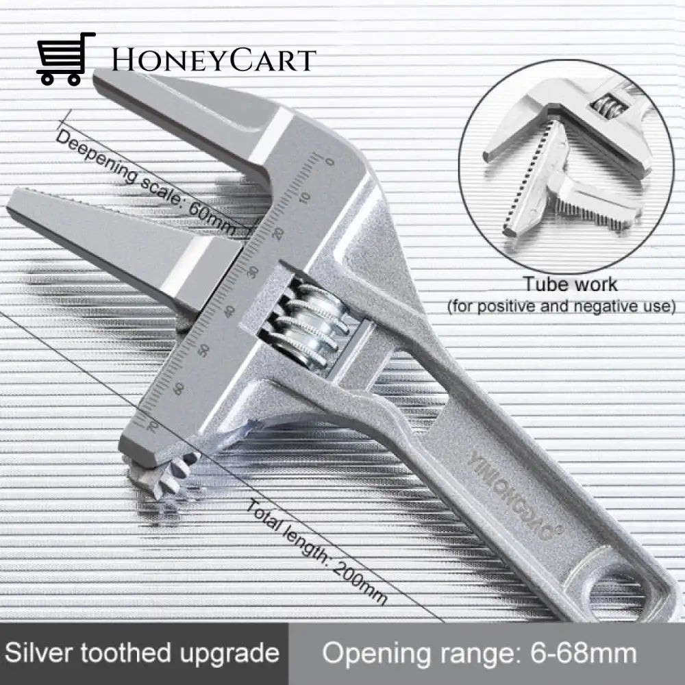 Aluminium Universal Adjustable Wrench Tool Silver Wrenches