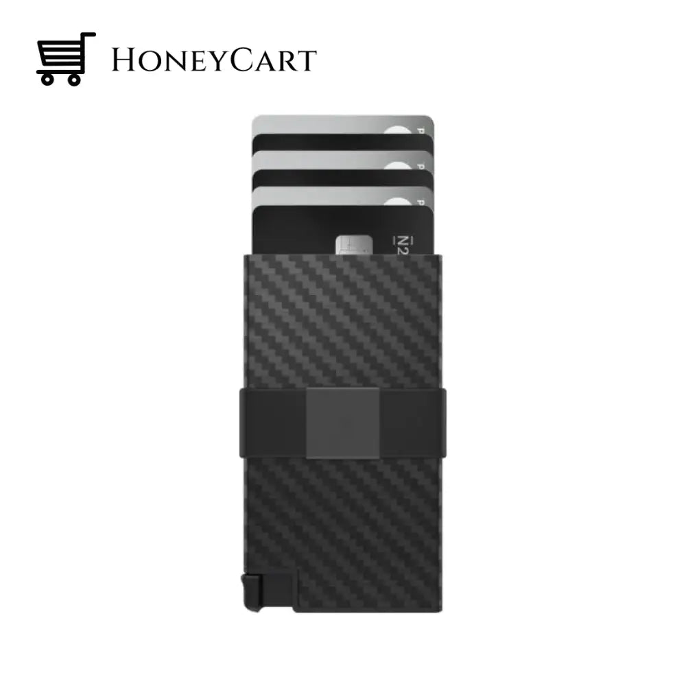 Aluminum Cardholder Wallet For Men Carbon Fiber Black