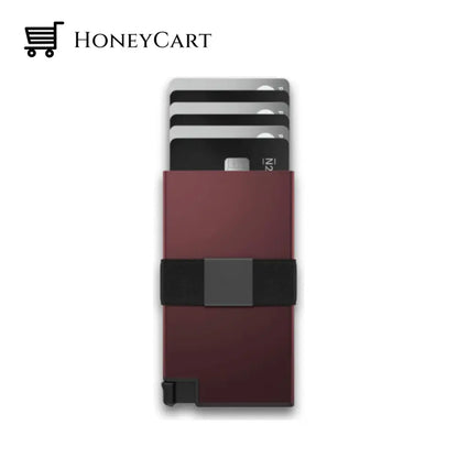 Aluminum Cardholder Wallet For Men Wine Red