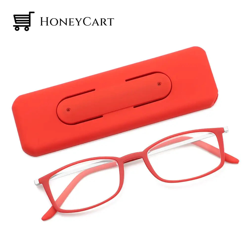 Anti-Blue Light Glasses With Cellphone Stand 100 / Red Eyeglass Lenses