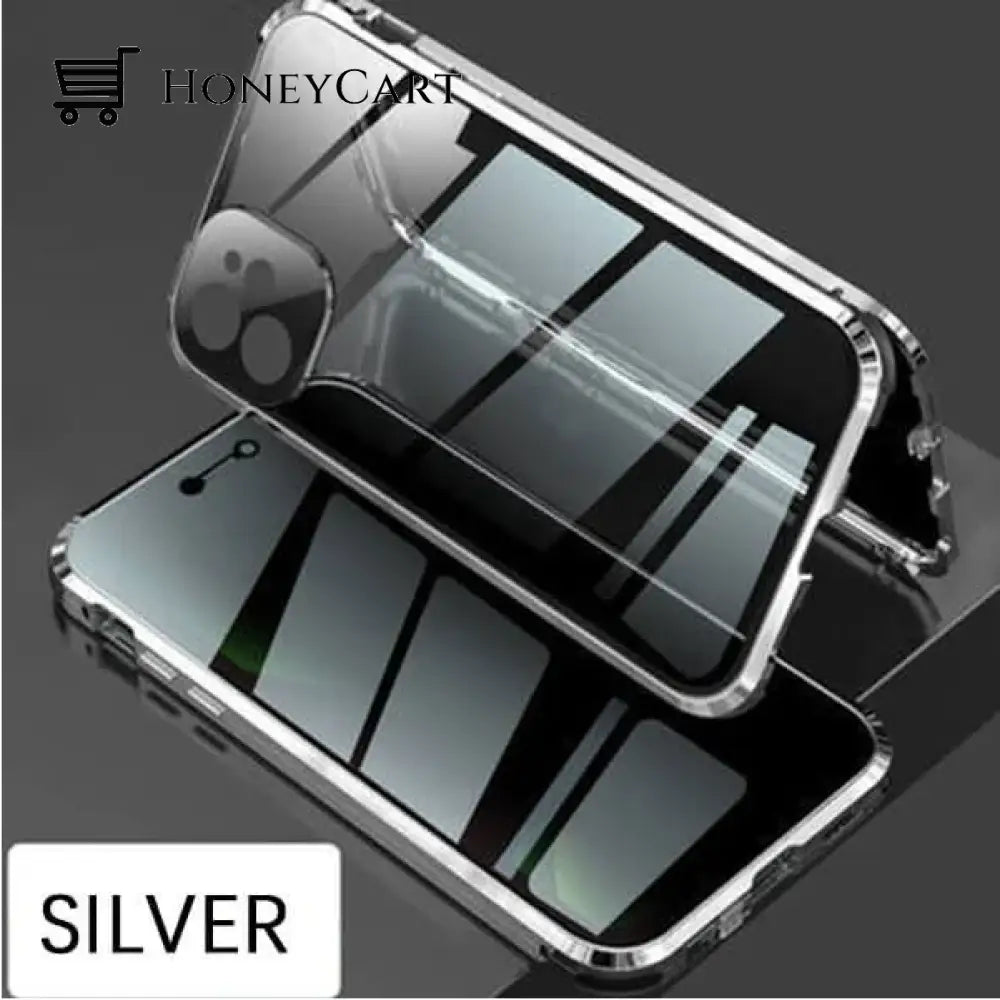 Anti-Peep Magnetic Case For Iphone Silver / 13 Pro Tool