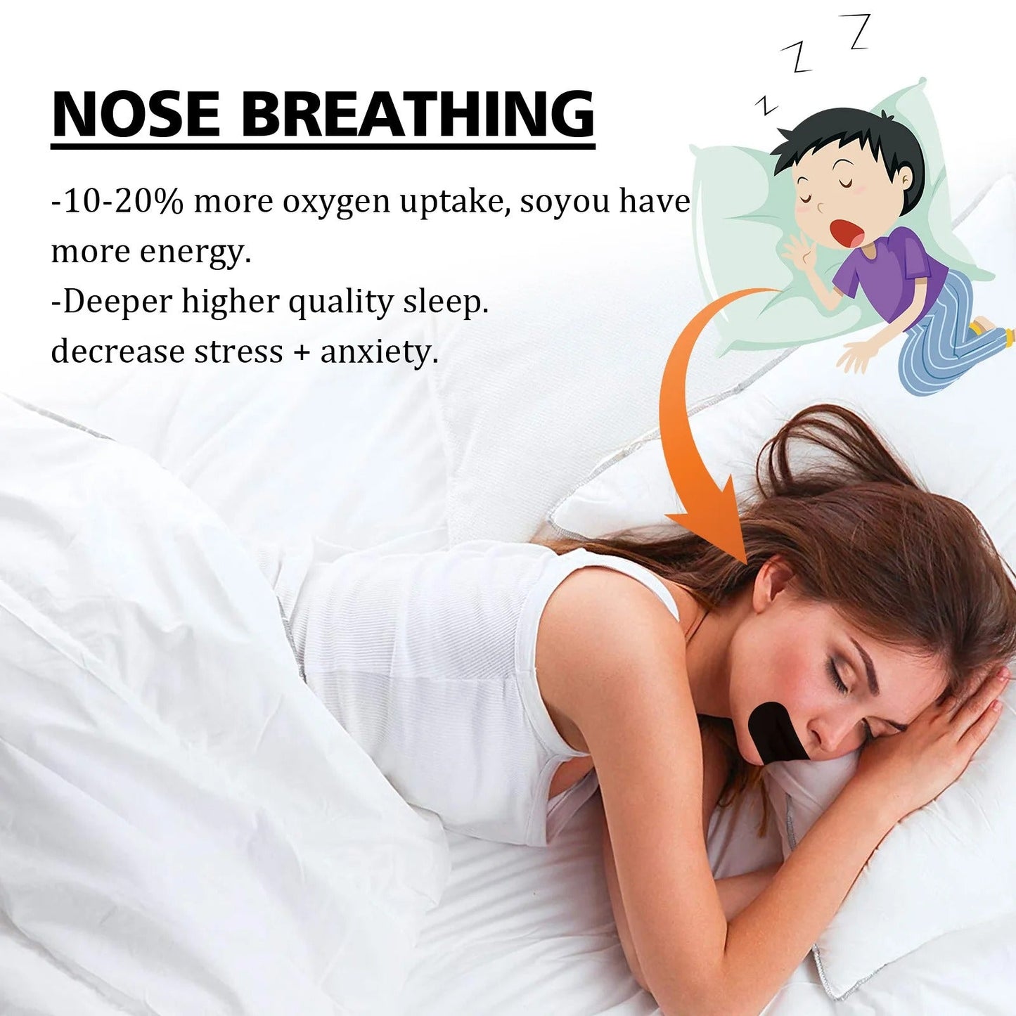Anti-Snoring Patch Nose Breathing Correction - Mouth Orthosis Tape for Better Sleep - Works Instantly to Remove Snoring, for Men and Women