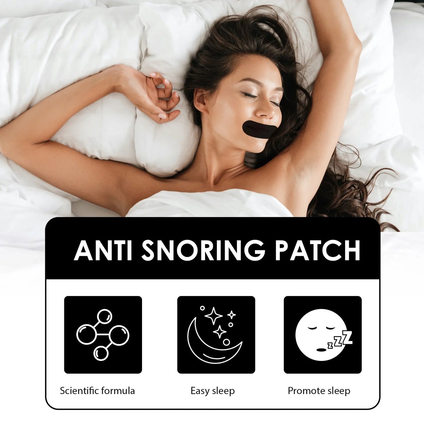 Anti-Snoring Patch Nose Breathing Correction - Mouth Orthosis Tape for Better Sleep - Works Instantly to Remove Snoring, for Men and Women