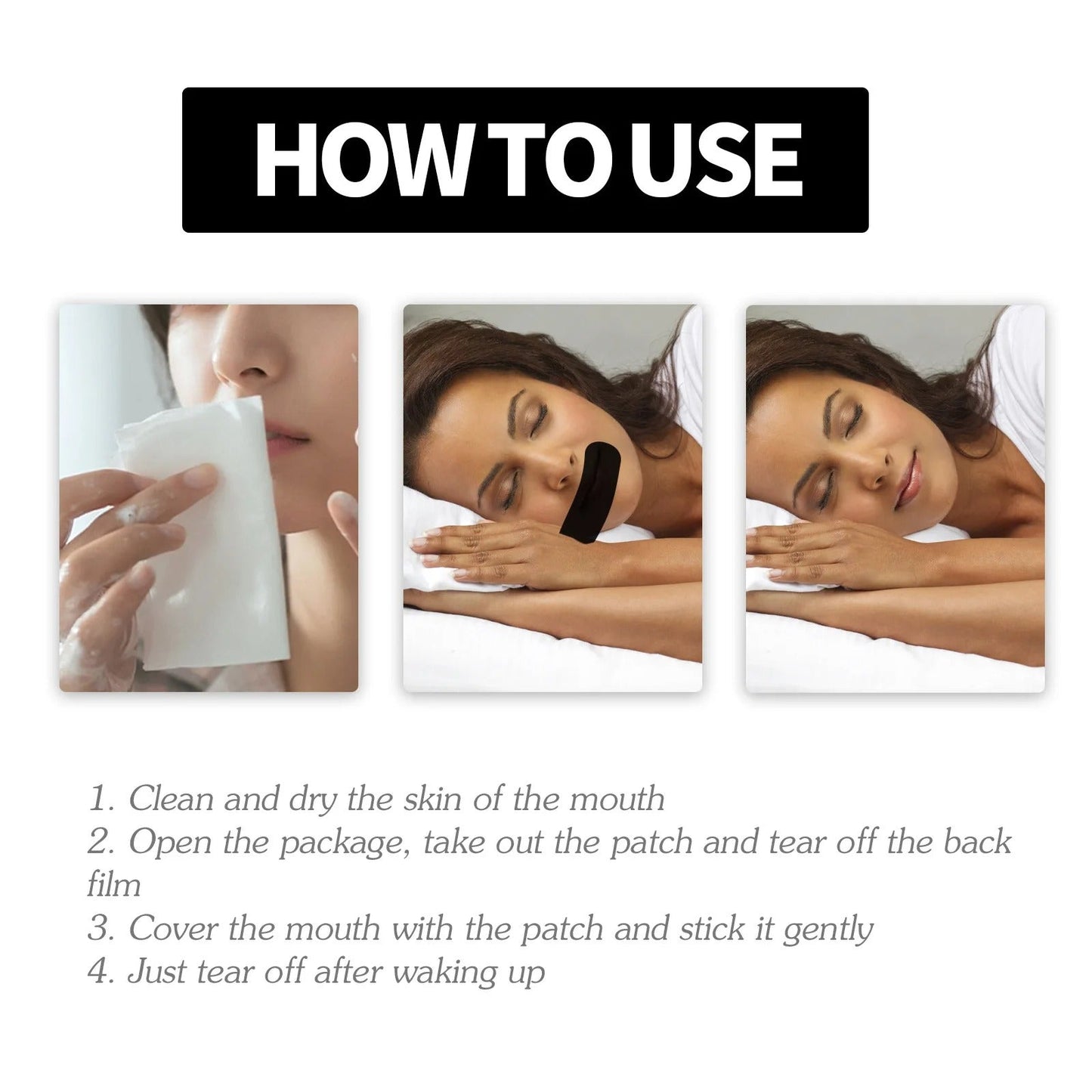 Anti-Snoring Patch Nose Breathing Correction - Mouth Orthosis Tape for Better Sleep - Works Instantly to Remove Snoring, for Men and Women