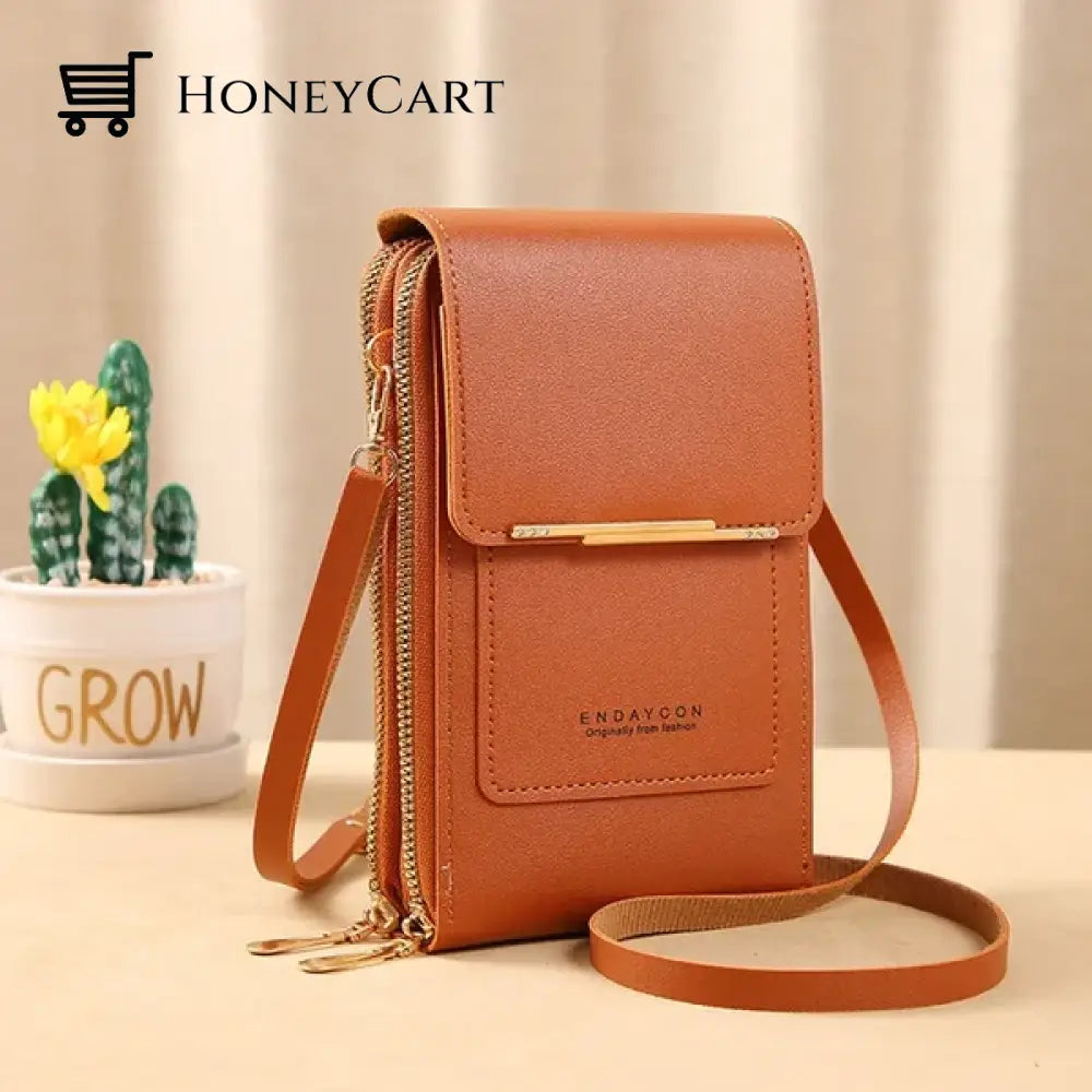 Anti Theft Leather Bag Brown Tool