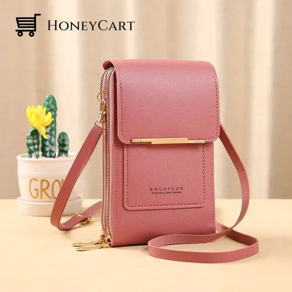 Anti Theft Leather Bag Dark Pink Tool