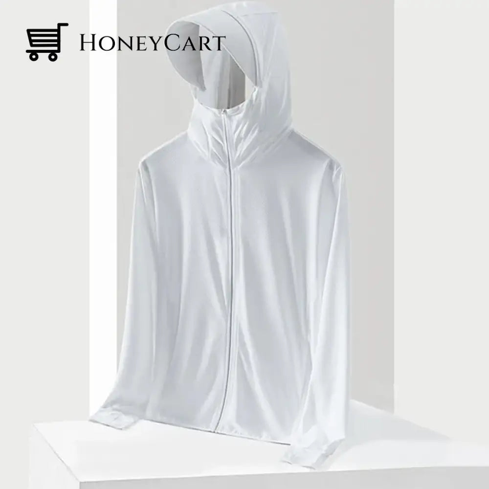 Anti Uv Lightweight Outdoor Sun Protection Hoodie Male / L White