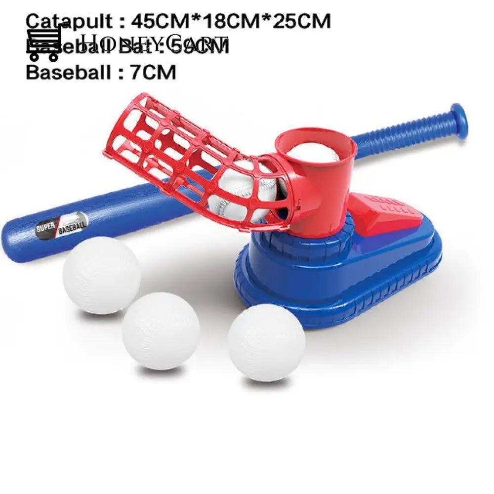 Automatic Baseball Training Ball Launcher Machine Set Blue Toys