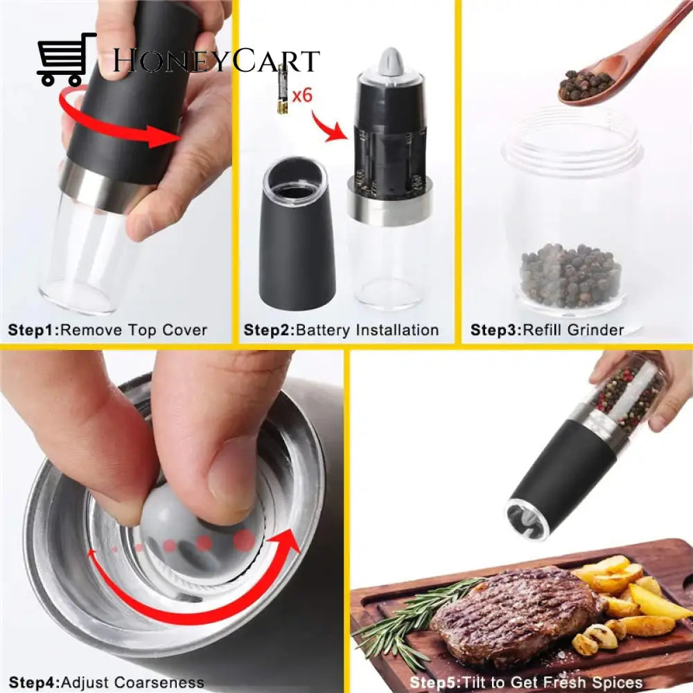 Automatic Electric Gravity Induction Salt And Pepper Grinder