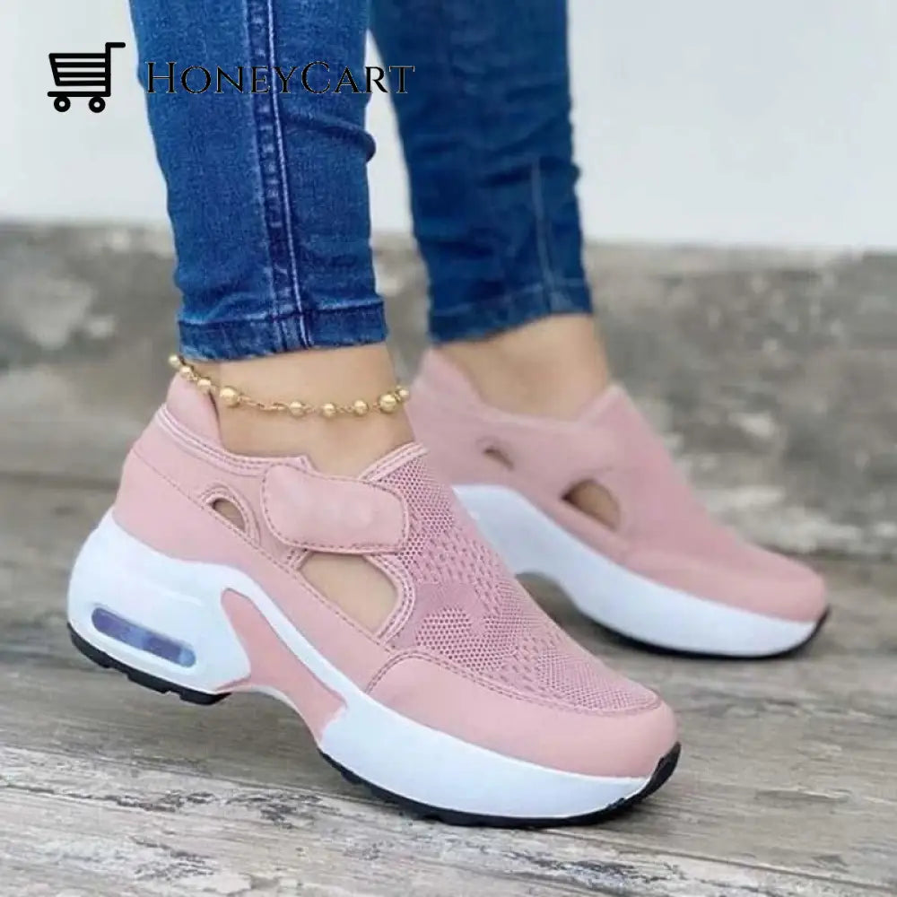 Autumn Womens Fashion Breathable Sneakers Comfortable Non-Slip Velcro Pink / Us 5.5 Orthopedic Shoes