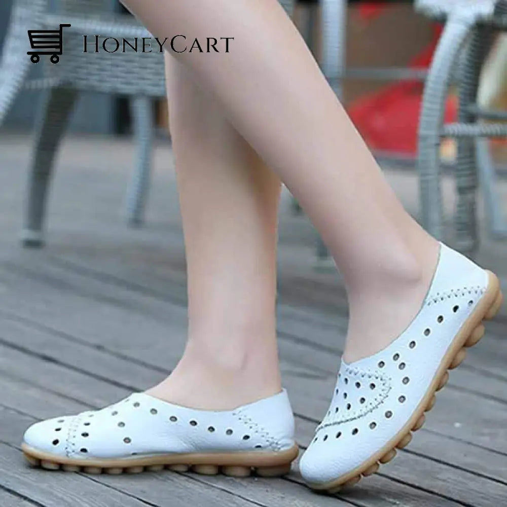 Azzy Premium Orthopedic Genuine Leather Loafer White / 5.5 Shoes & Sandals