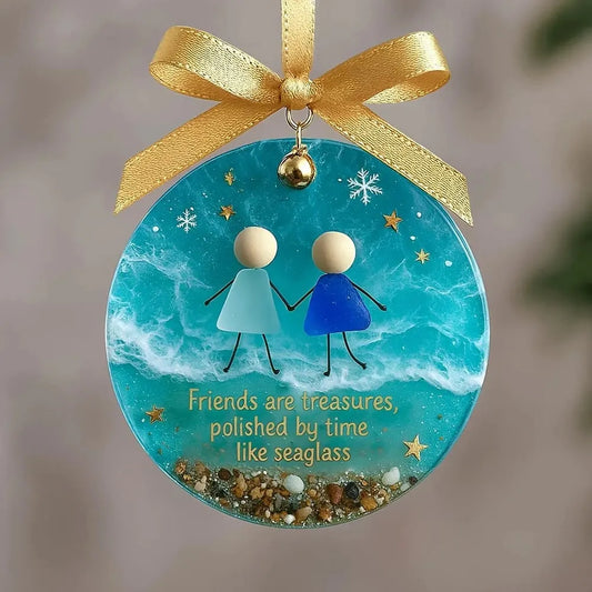 Friendship Sea Glass Christmas Ornament - Shaped by Nature & Crafted by Hand