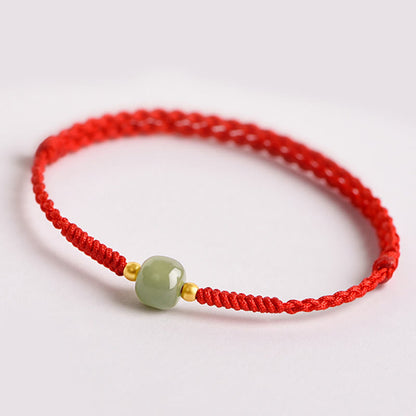 Handmade Jade Lucky Bead Prosperity Braided Bracelet