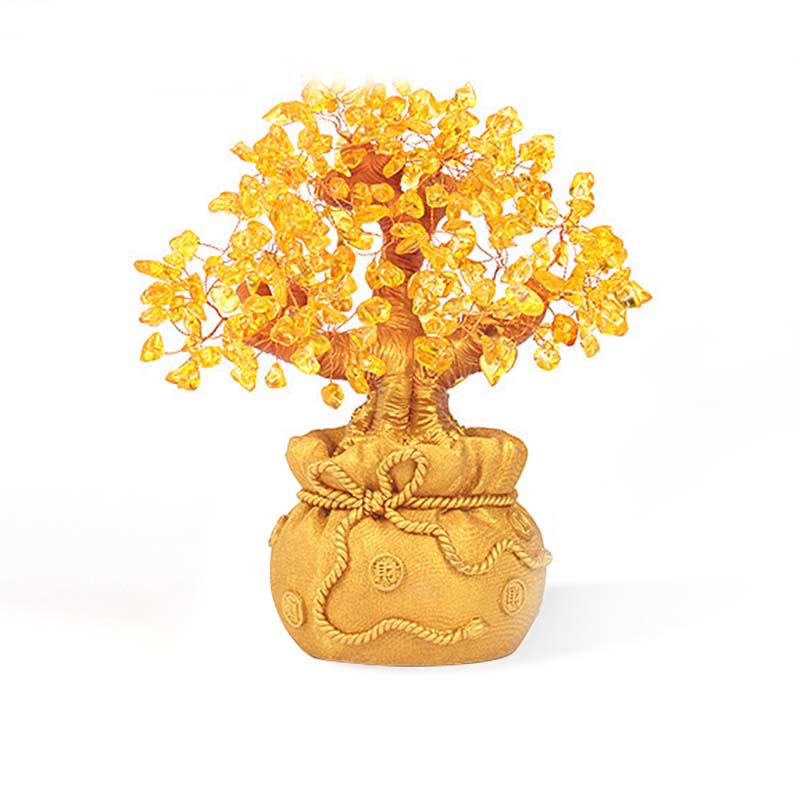 Natural Citrine Feng Shui Money Tree Gemstone Ornament